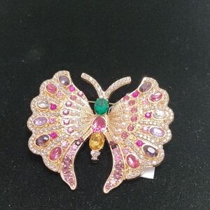 Beautiful Butterfly Brooch with Multicolor Gemstones